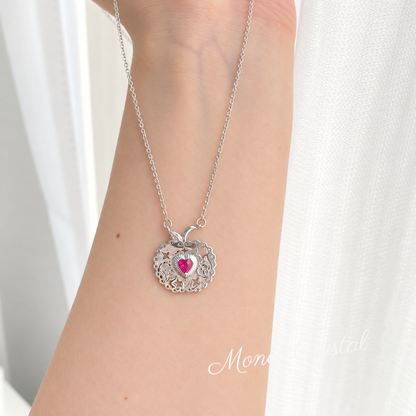 “December Keepsake” White Gold Plated S925 Sterling Silver Christmas Apple Necklace