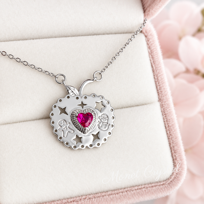 “December Keepsake” White Gold Plated S925 Sterling Silver Christmas Apple Necklace