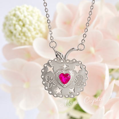 “December Keepsake” White Gold Plated S925 Sterling Silver Christmas Apple Necklace
