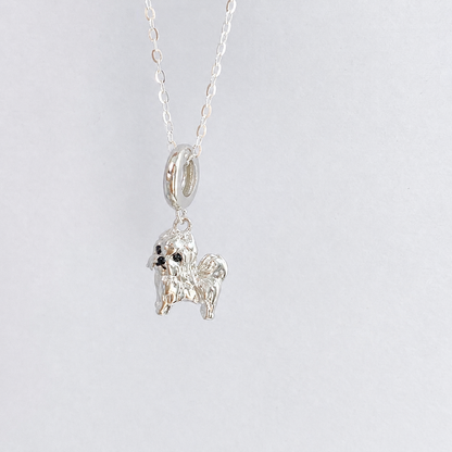 “Devoted Companion” White Gold Plated S925 Sterling Silver Shih Tzu Necklace