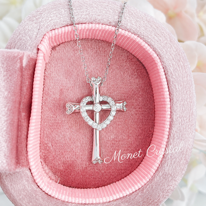 "Divine Heart" S925 Sterling Silver Dual Pendant Necklace