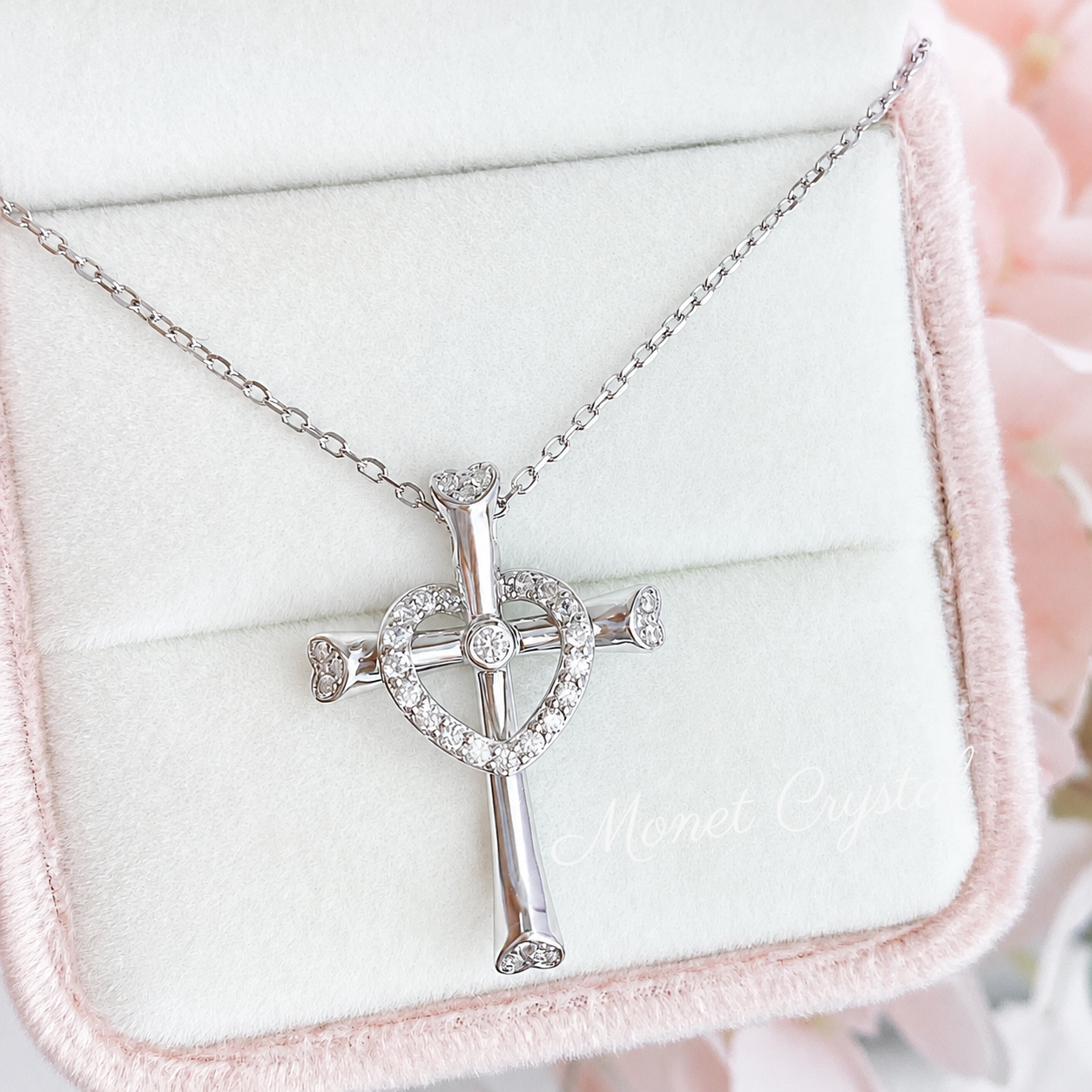 "Divine Heart" S925 Sterling Silver Dual Pendant Necklace