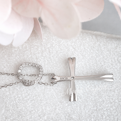 "Divine Heart" S925 Sterling Silver Dual Pendant Necklace