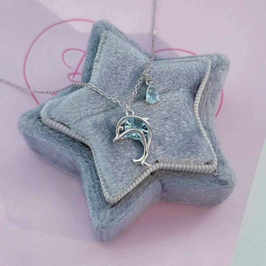 "Dolphin Promise" 925 Sterling Silver Dolphin & Zircon Necklace – Oceanic Elegance