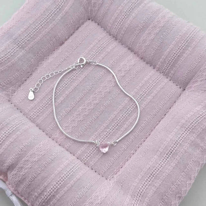 "Dopamine Color-Zircon" 925 Sterling Silver Snake-Chain Bracelet – Vivid, Sweet & Stackable