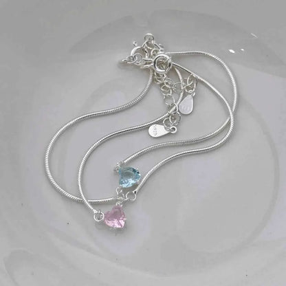 "Dopamine Color-Zircon" 925 Sterling Silver Snake-Chain Bracelet – Vivid, Sweet & Stackable