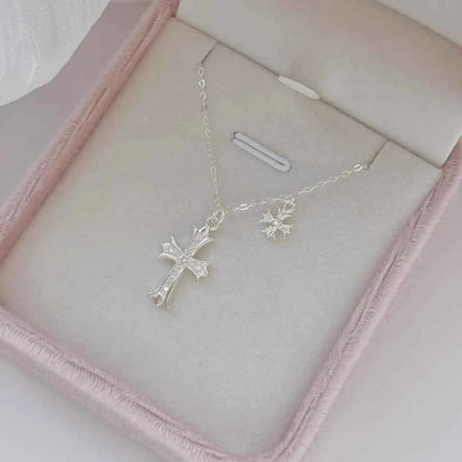 "Double Cross" 999 Pure Silver Necklace – Sweet-Cool Statement