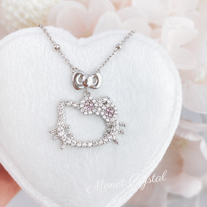 “Dressed Up” S925 Sterling Silver Zircon Kitty Bow Necklace