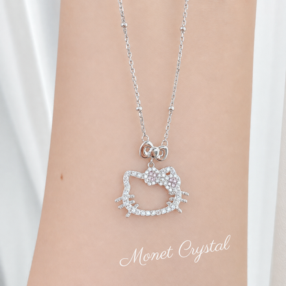 “Dressed Up” S925 Sterling Silver Zircon Kitty Bow Necklace