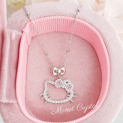 “Dressed Up” S925 Sterling Silver Zircon Kitty Bow Necklace