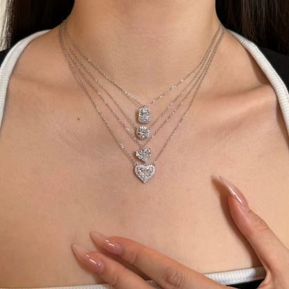 Eternal Embrace Collection – Halsketten mit geometrischem Herz- und Kreuzanhänger aus S925er Silber