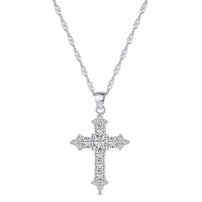 Eternal Embrace Collection – Halsketten mit geometrischem Herz- und Kreuzanhänger aus S925er Silber