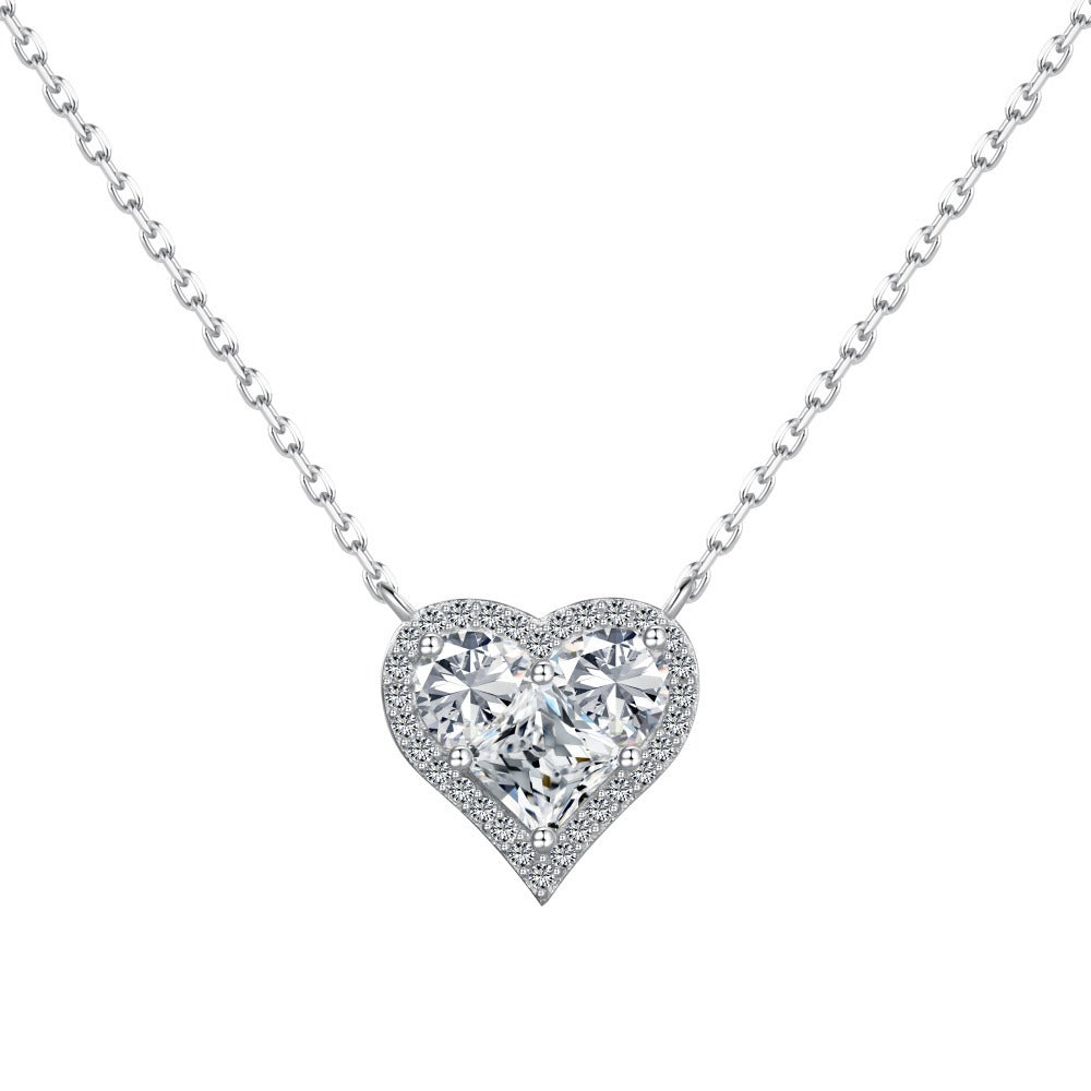Eternal Embrace Collection – Halsketten mit geometrischem Herz- und Kreuzanhänger aus S925er Silber
