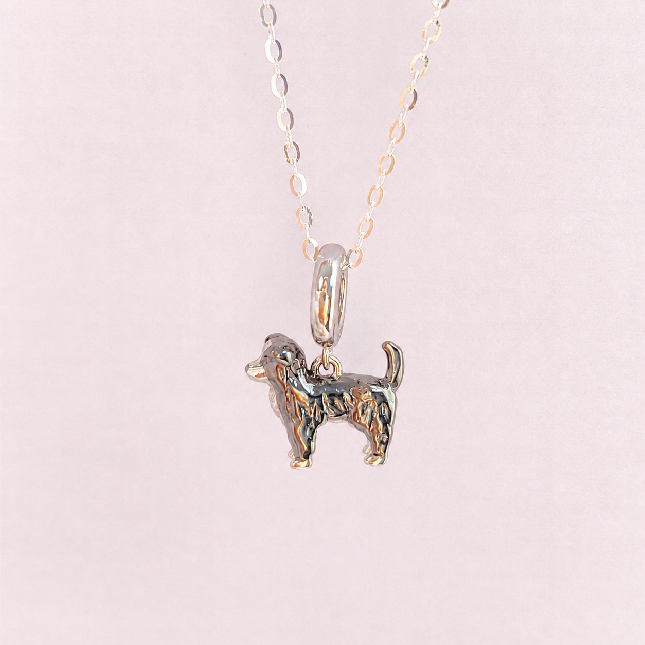 “Faithful Spirit” Black Gold Plated S925 Sterling Silver Border Collie Necklace