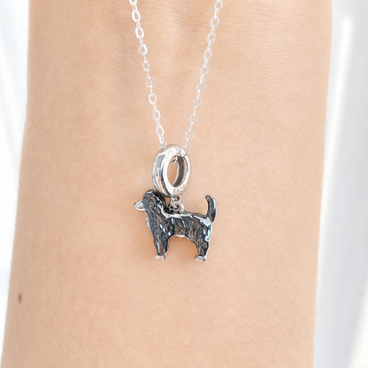 “Faithful Spirit” Black Gold Plated S925 Sterling Silver Border Collie Necklace