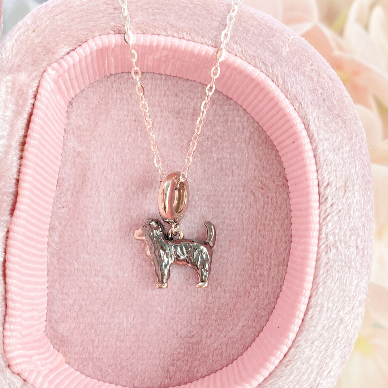 “Faithful Spirit” Black Gold Plated S925 Sterling Silver Border Collie Necklace