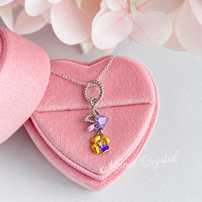 “February Violet” S925 Sterling Silver Violet Heart Zircon Necklace