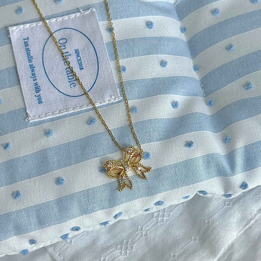 "First Heartbeat" 925 Sterling Silver Bow Necklace – Petite Sparkle, Big Romance
