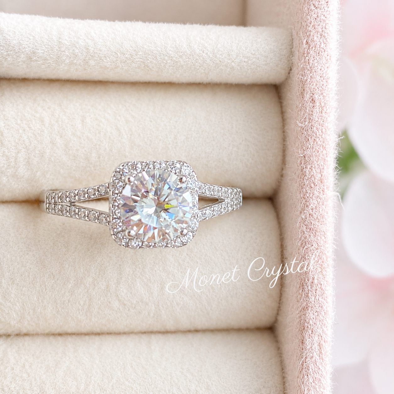 “First Toast” S925 Sterling Silver 1CT D Color Moissanite Ring