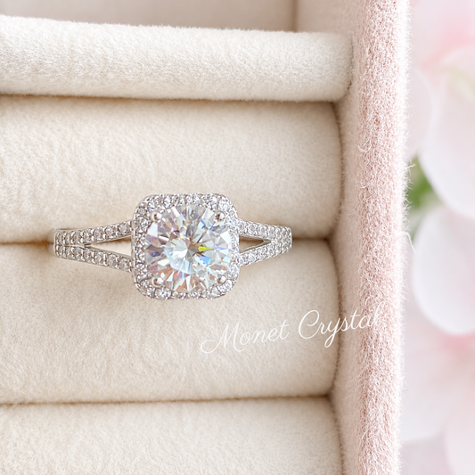 “First Toast” S925 Sterling Silver 1CT D Color Moissanite Ring