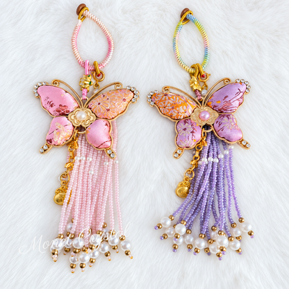 Fortune Flutter Song Brocade Butterfly Tassel Bag Charm