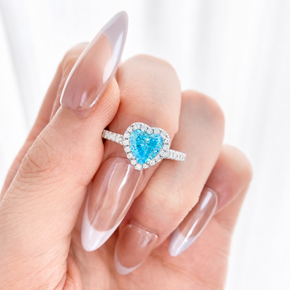 “Frozen Heart” S925 Sterling Silver Heart-Cut High Carbon Diamond Ring