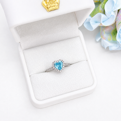 “Frozen Heart” S925 Sterling Silver Heart-Cut High Carbon Diamond Ring