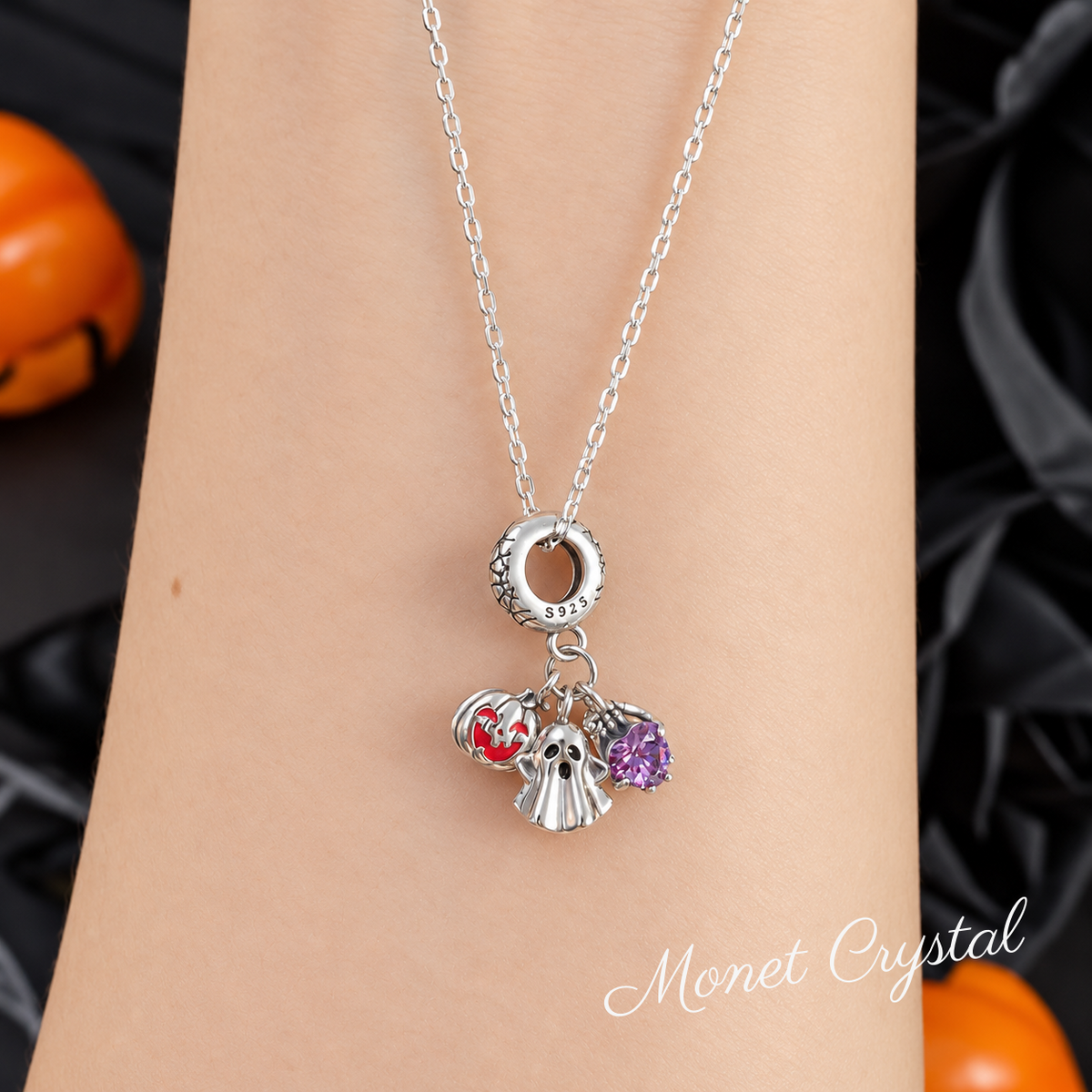 “Ghost Parade” S925 Sterling Silver Halloween Charm Necklace