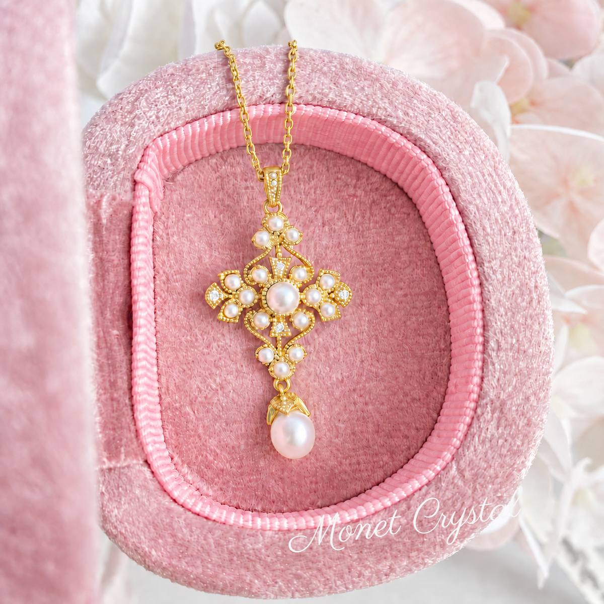“Gilded Heirloom” 9K Gold Plated S925 Sterling Silver Freshwater Pearl Necklace