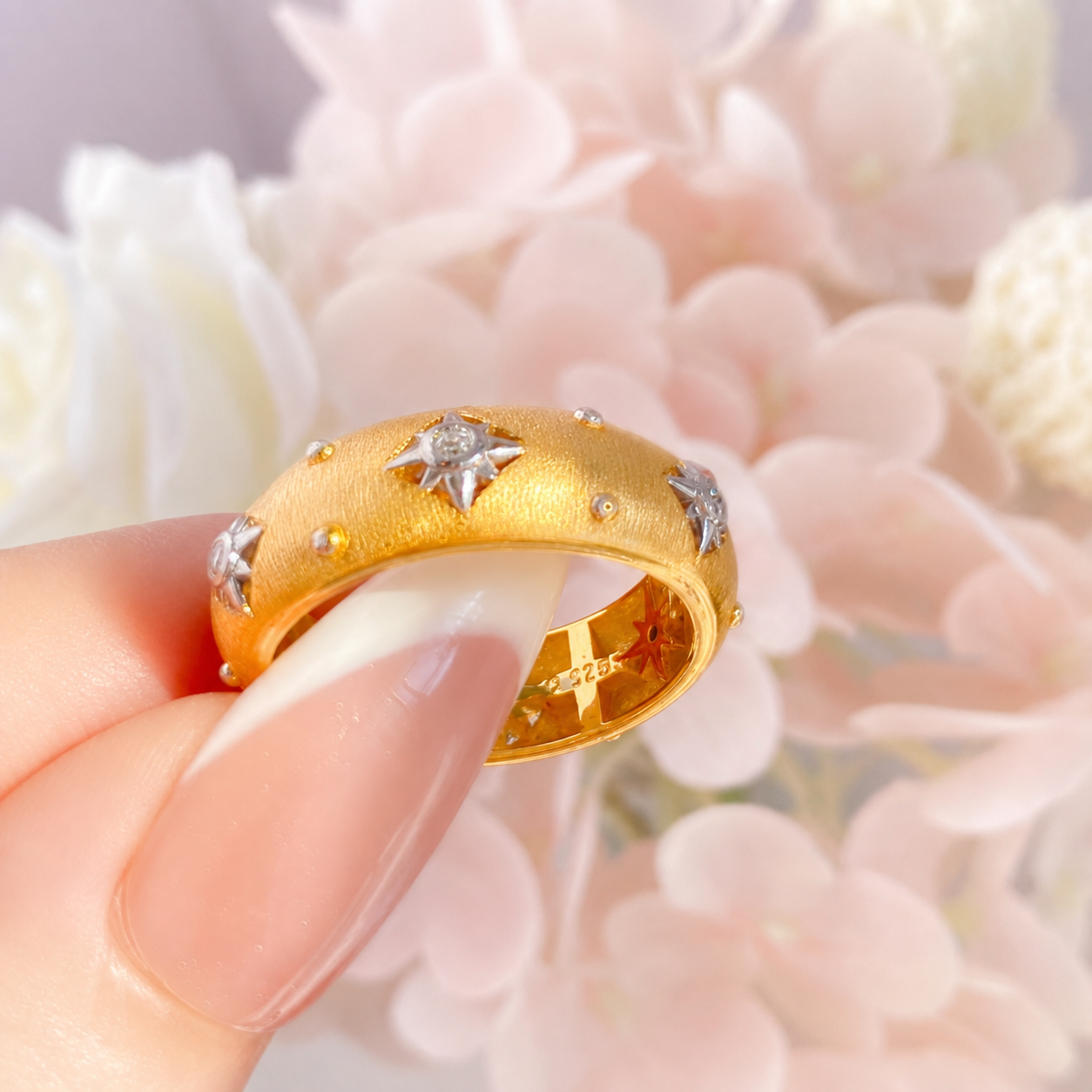 "Gilded Bloom" 925 Sterling Silver Filigree Clover Necklace & Ring Set
