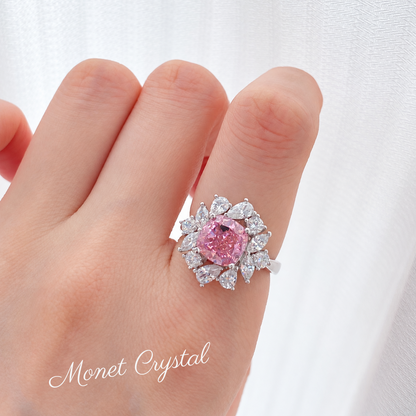 “Grand Entrance” S925 Sterling Silver Pink High Carbon Diamond Ring