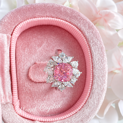 “Grand Entrance” S925 Sterling Silver Pink High Carbon Diamond Ring