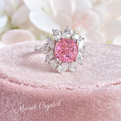 “Grand Entrance” S925 Sterling Silver Pink High Carbon Diamond Ring