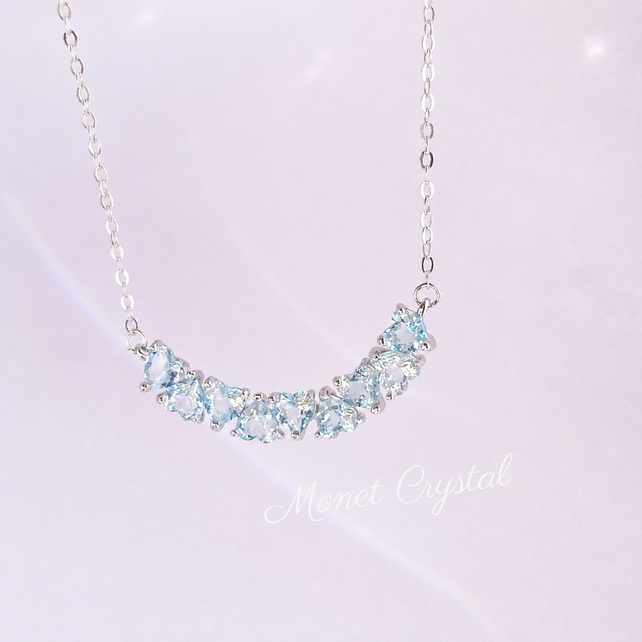 “Happy Hearts” S925 Sterling Silver Natural Amethyst & Topaz Heart Necklace