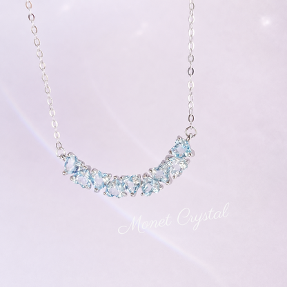 “Happy Hearts” S925 Sterling Silver Natural Amethyst & Topaz Heart Necklace