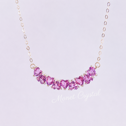 “Happy Hearts” S925 Sterling Silver Natural Amethyst & Topaz Heart Necklace