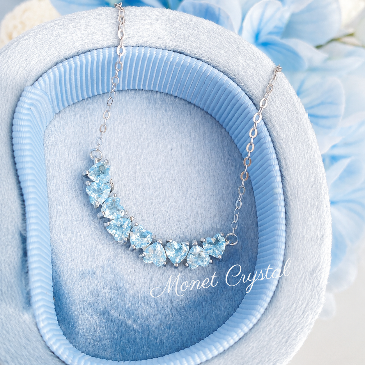 “Happy Hearts” S925 Sterling Silver Natural Amethyst & Topaz Heart Necklace