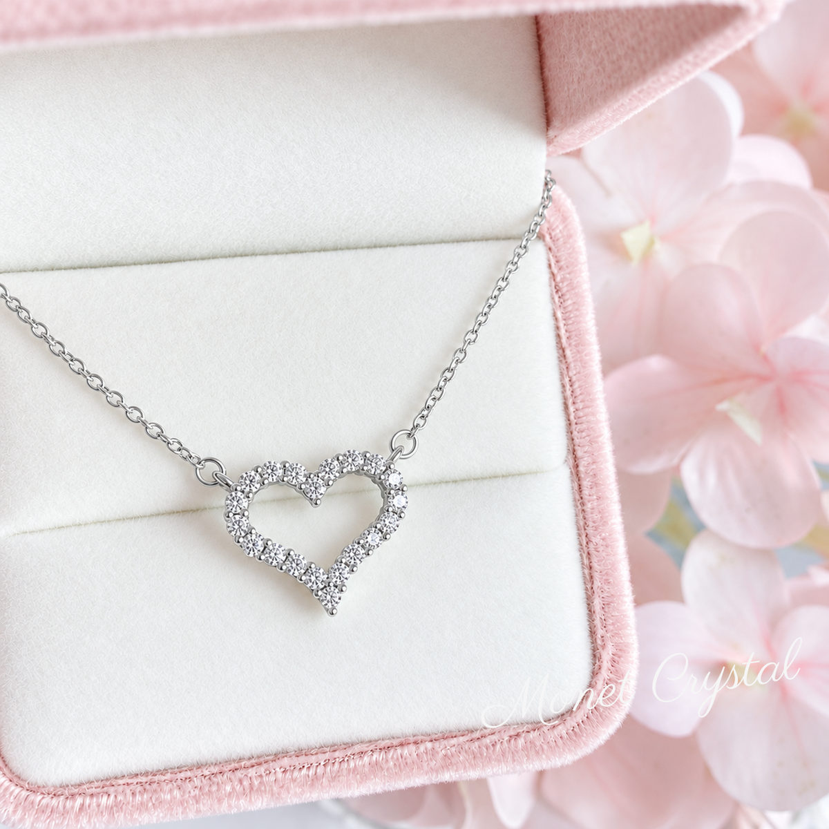 “Heart Trace” S925 Sterling Silver 5A Zircon Open Heart Necklace
