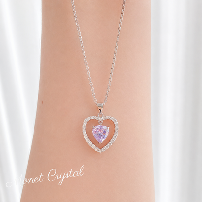 “Heart Within” S925 Sterling Silver Purple Heart Zircon Necklace