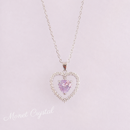 “Heart Within” S925 Sterling Silver Purple Heart Zircon Necklace
