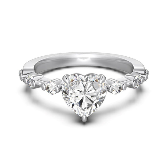 “Heartfelt Elegance” – S925 Sterling Silver Heart-Shaped CZ Ring