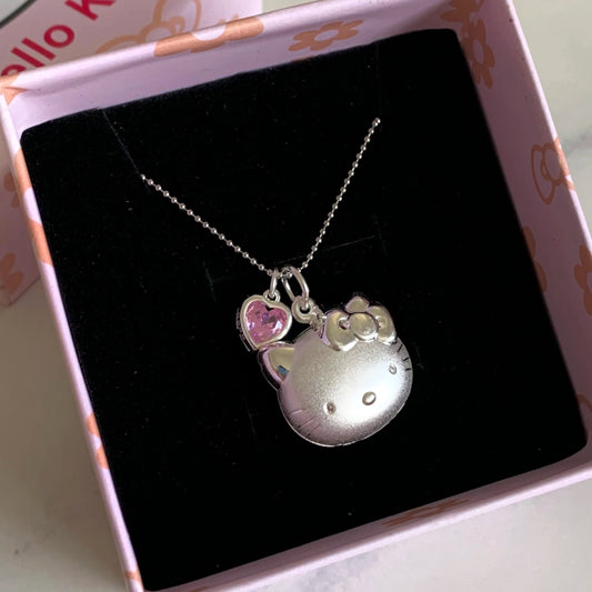 "Hello Kitty Love" 925 Sterling Silver Charm Necklace – Sweet-Cool & Insta-Ready