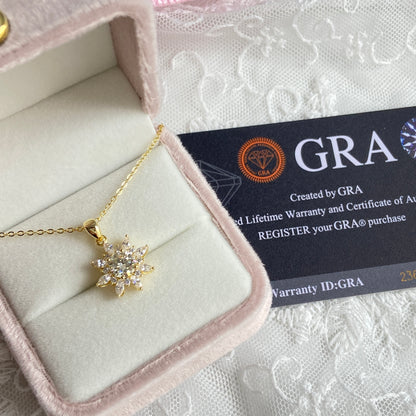 “Sunflare Bloom” 14K Gold Plated Brass 1CT Moissanite Sunflower Necklace