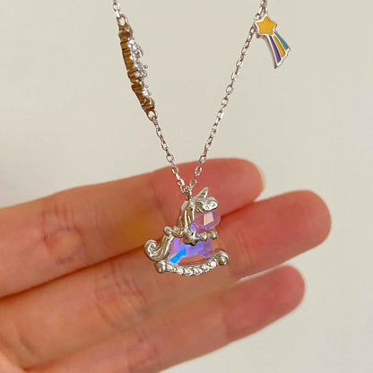 “Aurora Dream Pony” S925 Sterling Silver Unicorn Necklace