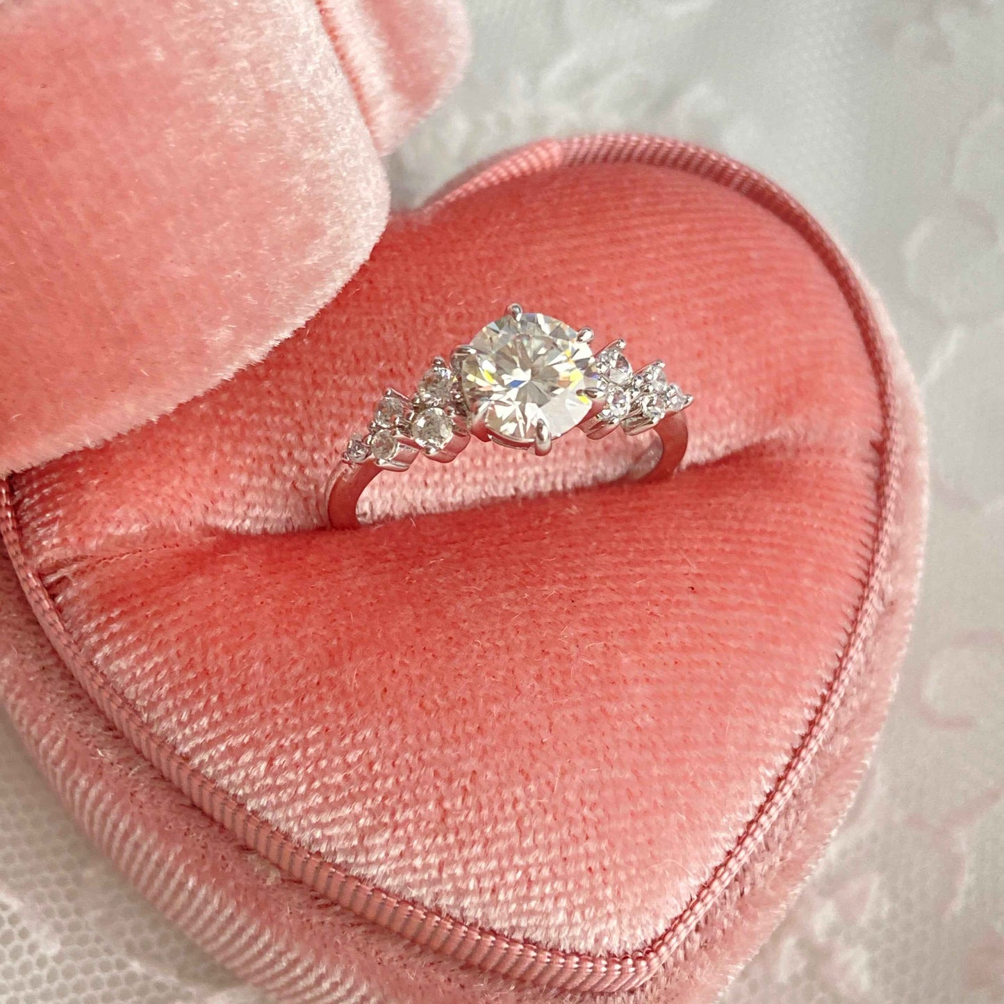 “Stella Vow” 14K Gold-Plated Brass 1.0CT Moissanite Six-Prong Starburst Ring