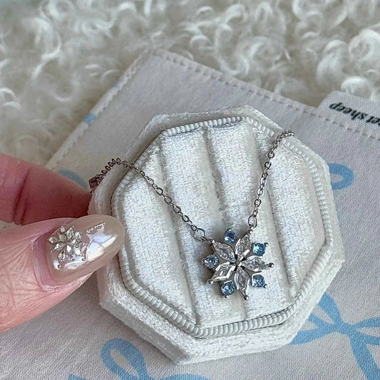 "Ice Blossom" Ice Blue Snowflake Necklace – Unique Design for Your Bestie (Copy)