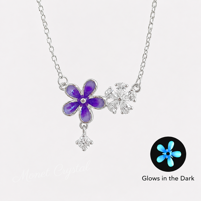 “Iris Glow” S925 Sterling Silver Luminous Flower Pendant Necklace