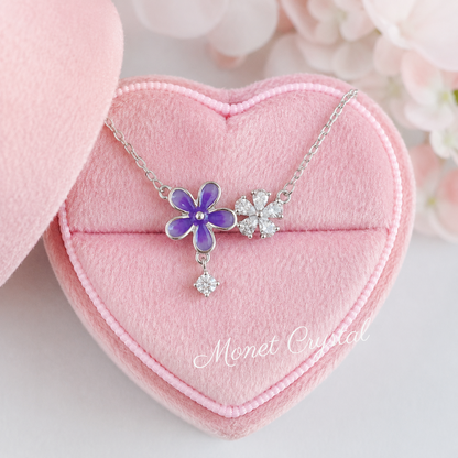 “Iris Glow” S925 Sterling Silver Luminous Flower Pendant Necklace