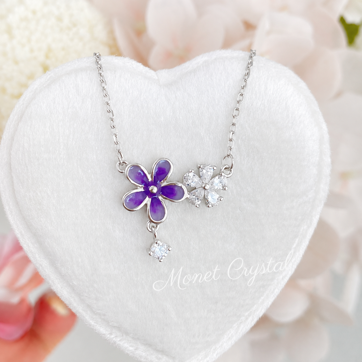 “Iris Glow” S925 Sterling Silver Luminous Flower Pendant Necklace