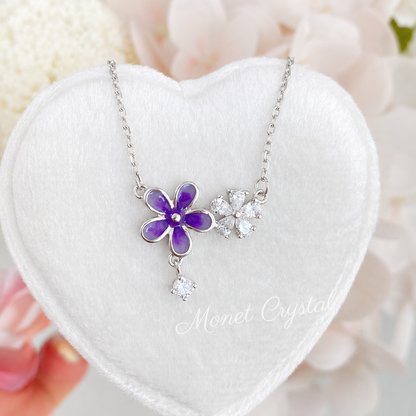 “Iris Glow” S925 Sterling Silver Luminous Flower Pendant Necklace